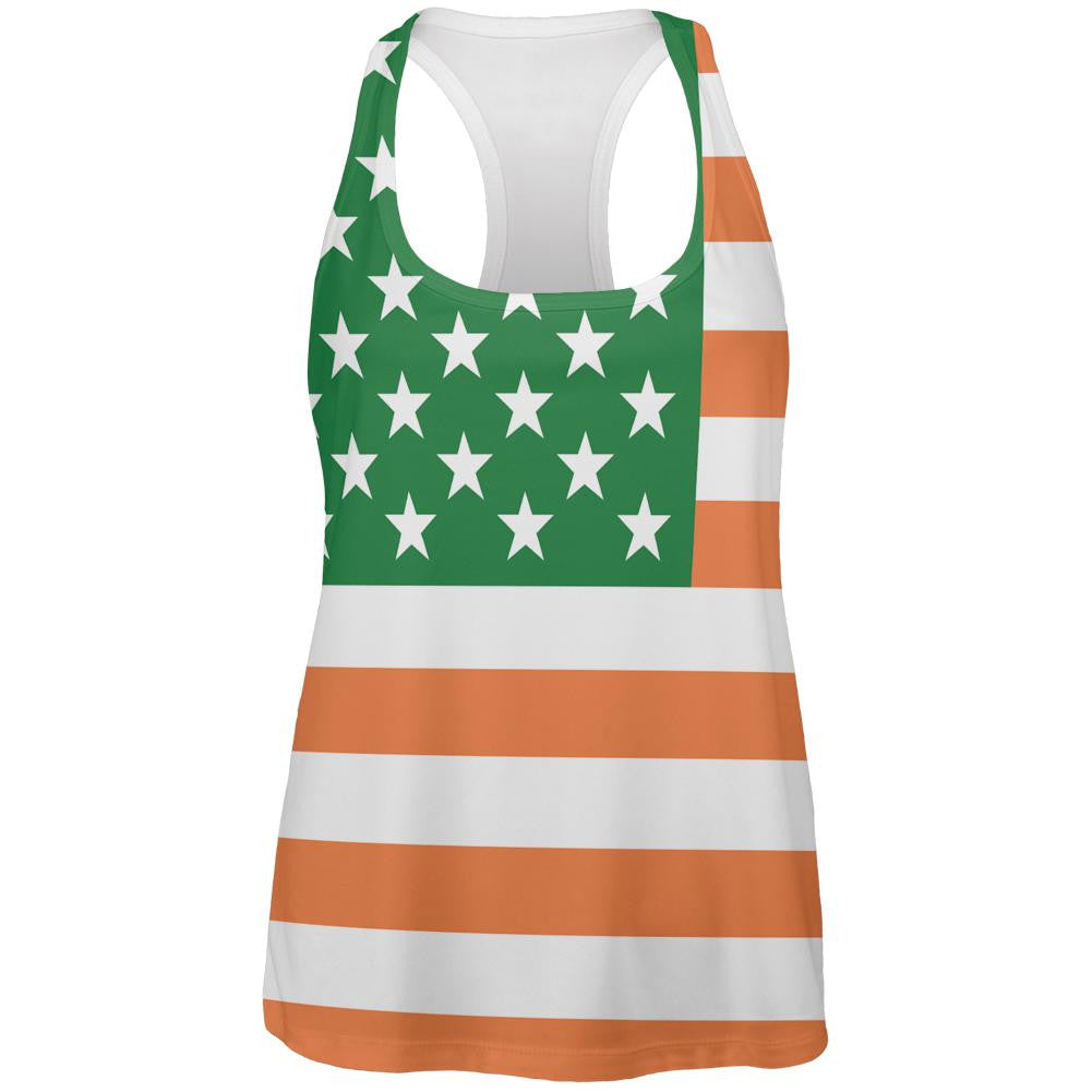 St Patricks Irish American Flag All Over Womens Racerback Tank Top Women's Tank Tops Old Glory 2XL Multi