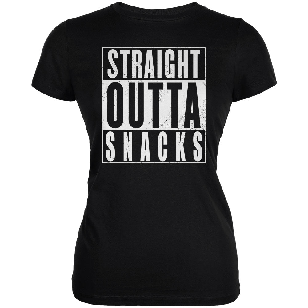 Straight Outta Snacks Black Juniors Soft T-Shirt Juniors T-Shirts Old Glory 2XL Black