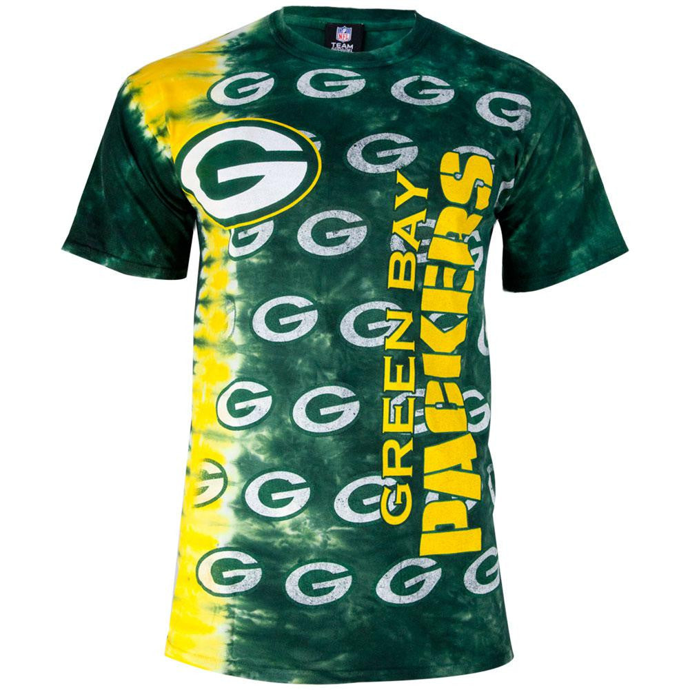 Men's Junk Food Green Green Bay Packers Tie-Dye Long Sleeve T-Shirt