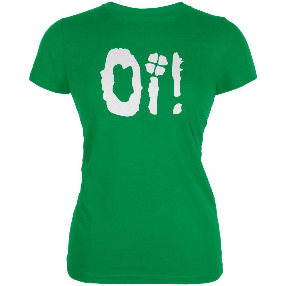 Oi Shamrock Irish Green Juniors Soft T-Shirt Juniors T-Shirts Old Glory LG Green