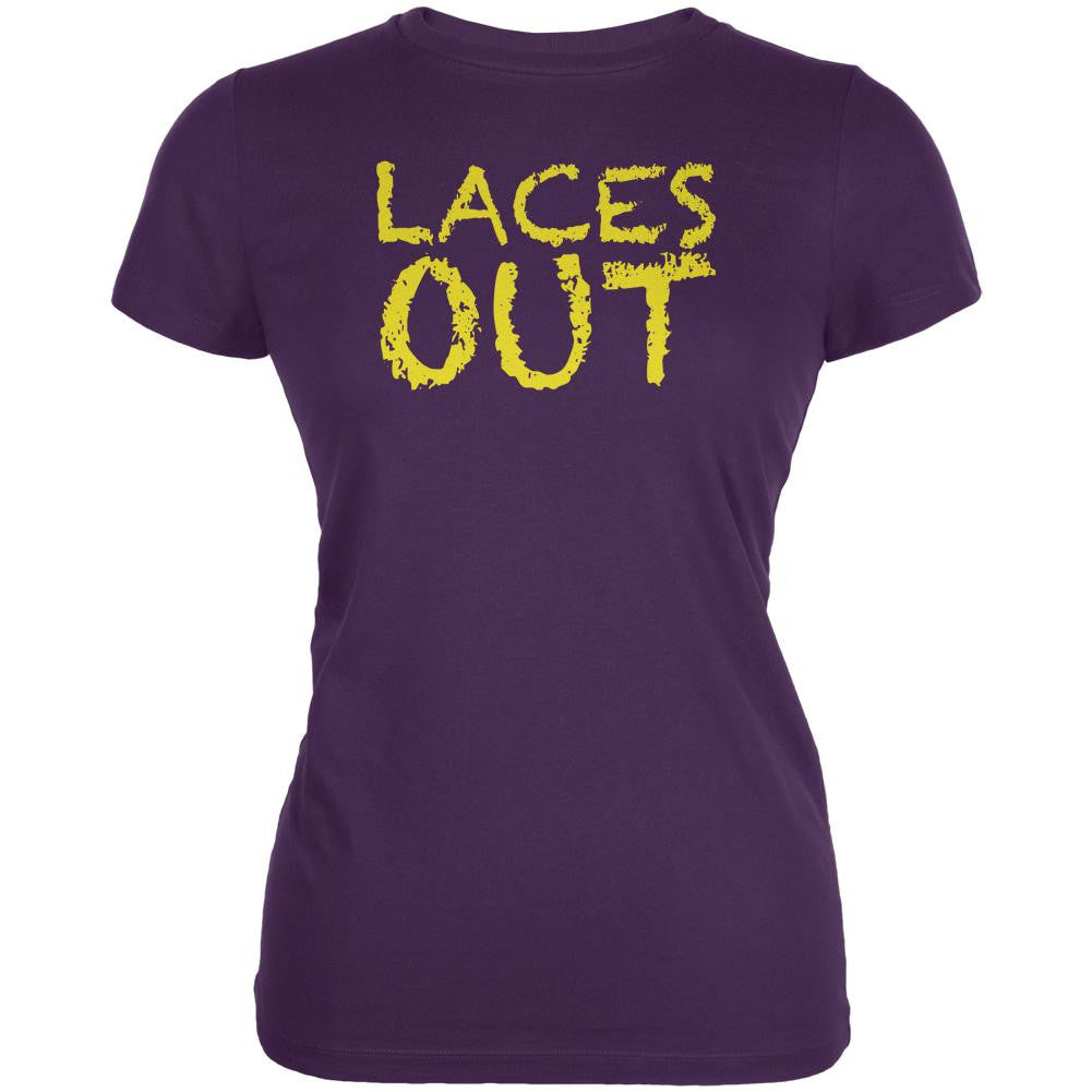 Football Kicker Laces Out Ace Purple Juniors Soft T-Shirt Juniors T-Shirts Old Glory 2XL Purple