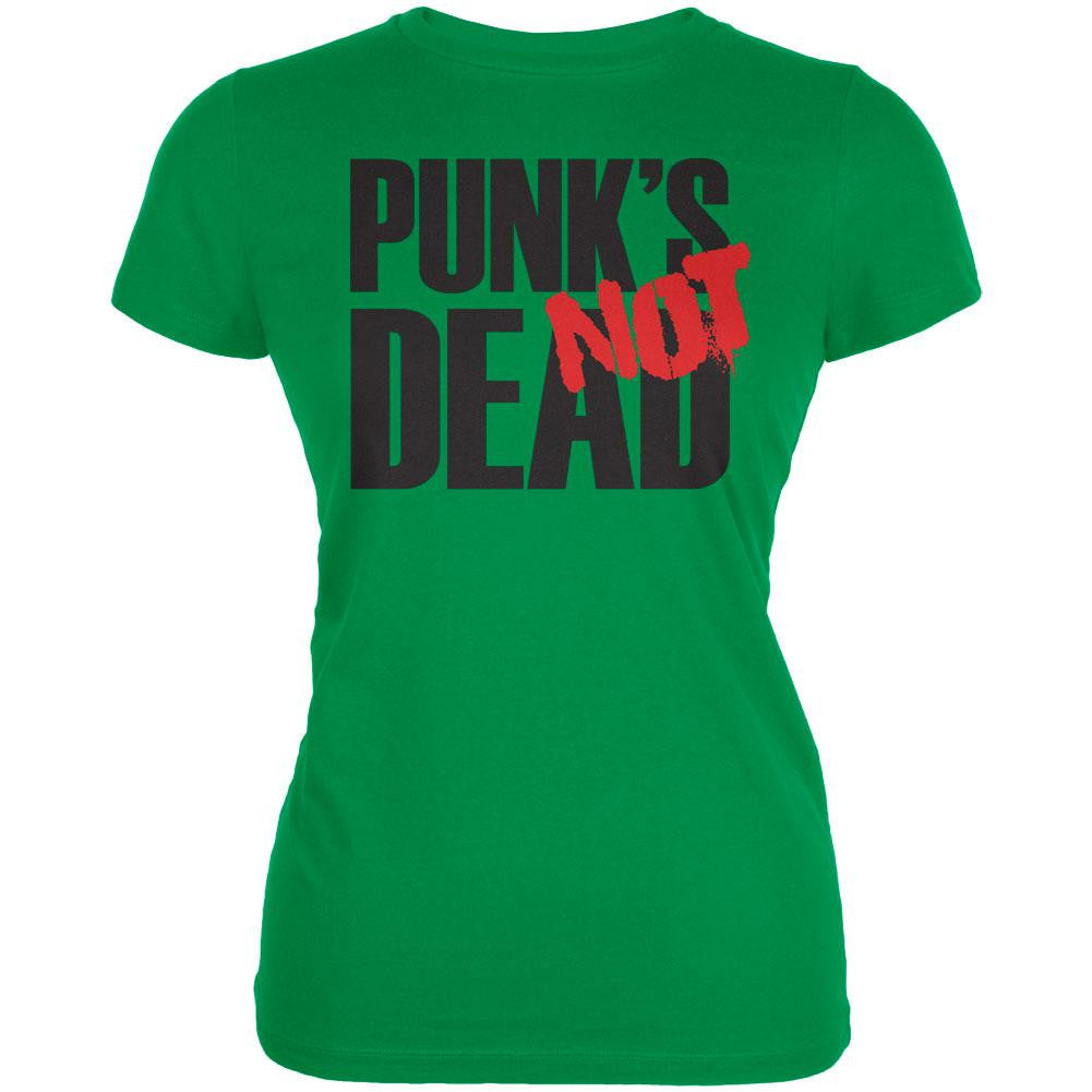 Punk's NOT Dead V1 Irish Green Juniors Soft T-Shirt Juniors T-Shirts Old Glory LG Green