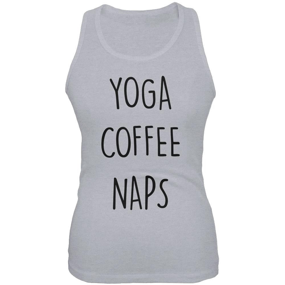 Yoga Coffee Naps Heather Grey Juniors Soft Tank Top Juniors Tank Tops Old Glory 2XL Grey