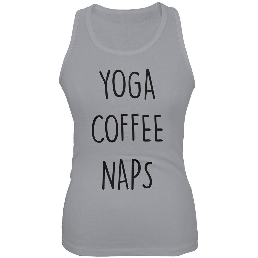 Yoga Coffee Naps Grey Juniors Soft Tank Top Juniors Tank Tops Old Glory 2XL Grey