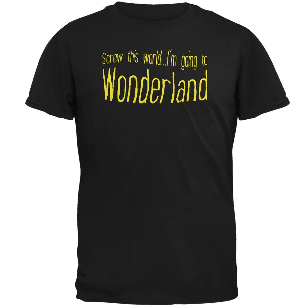Going to Wonderland Black Adult T-Shirt Men's T-Shirts Old Glory 2XL Black