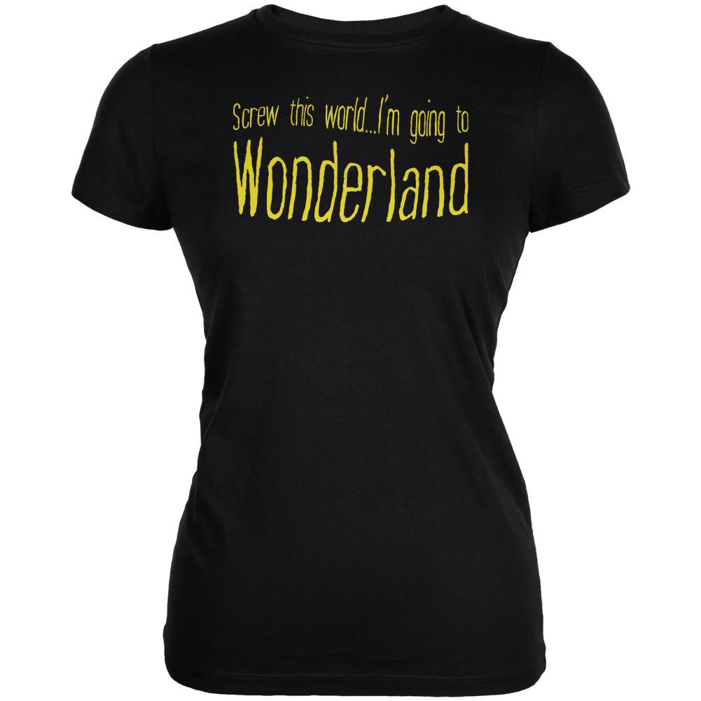 Going to Wonderland Black Juniors Soft T-Shirt Juniors T-Shirts Old Glory 2XL Black