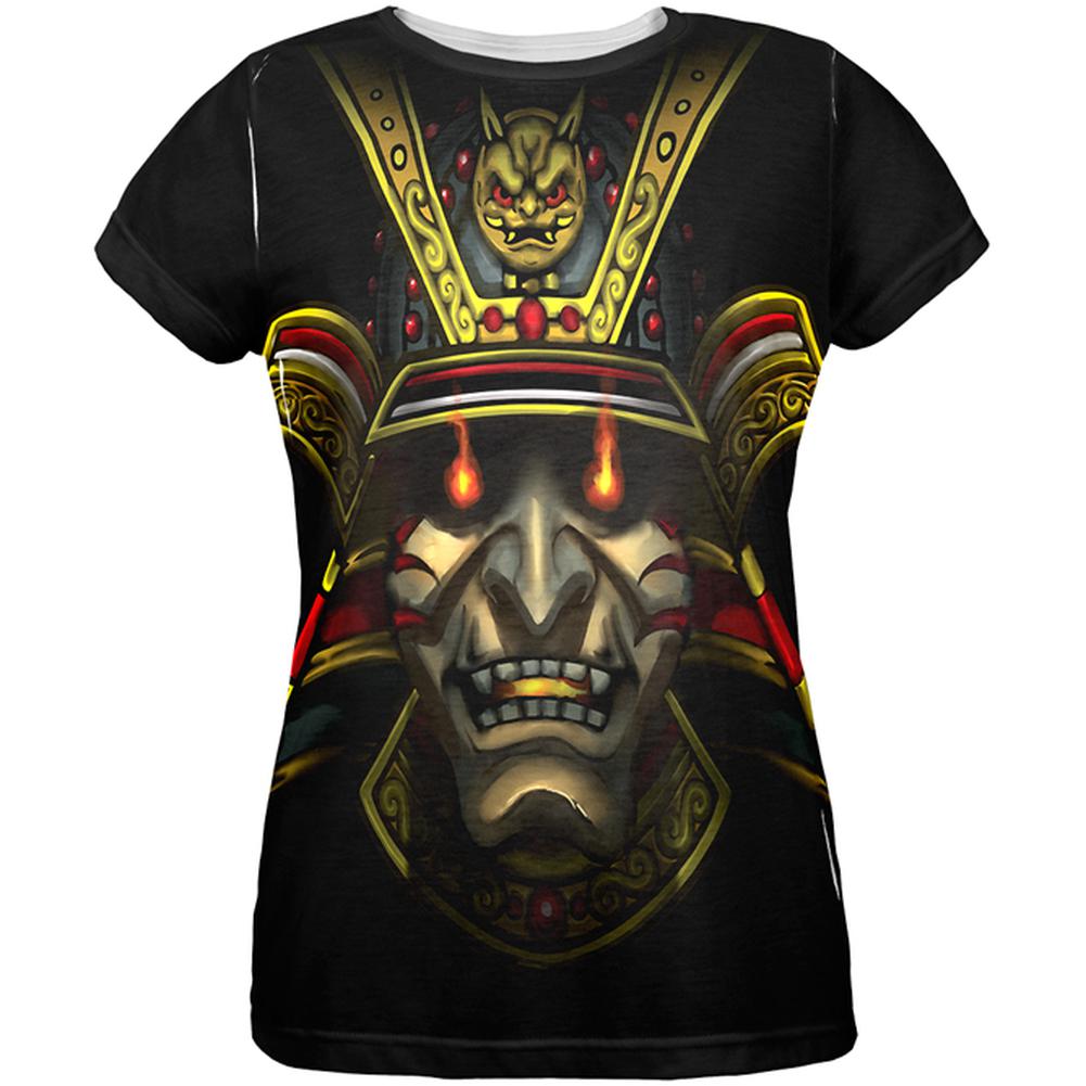 Samurai Face Mask All Over Womens T-Shirt Women's T-Shirts Old Glory 2XL Multi