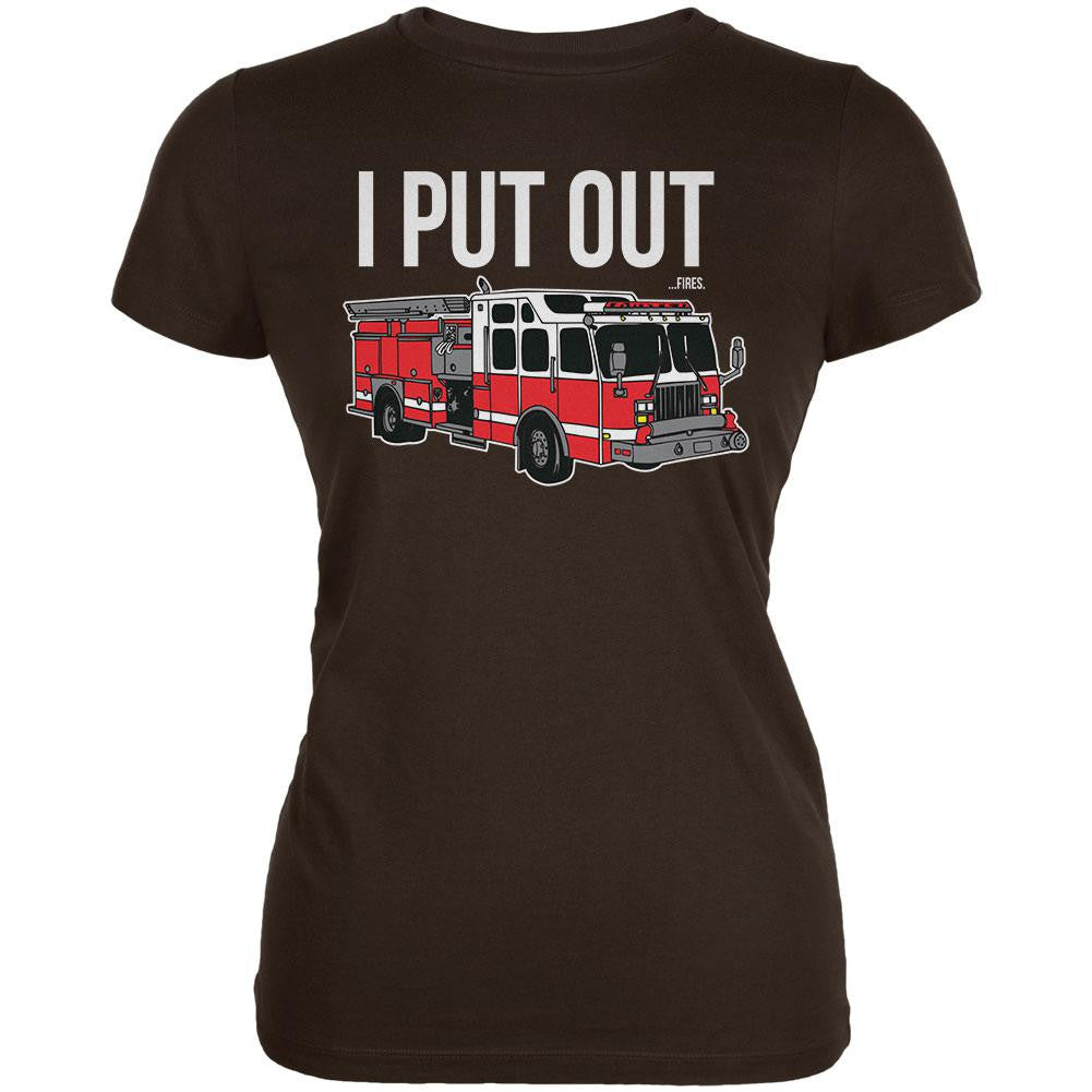 I Put Out ...Fires Brown Juniors Soft T-Shirt Juniors T-Shirts Old Glory 2XL Brown