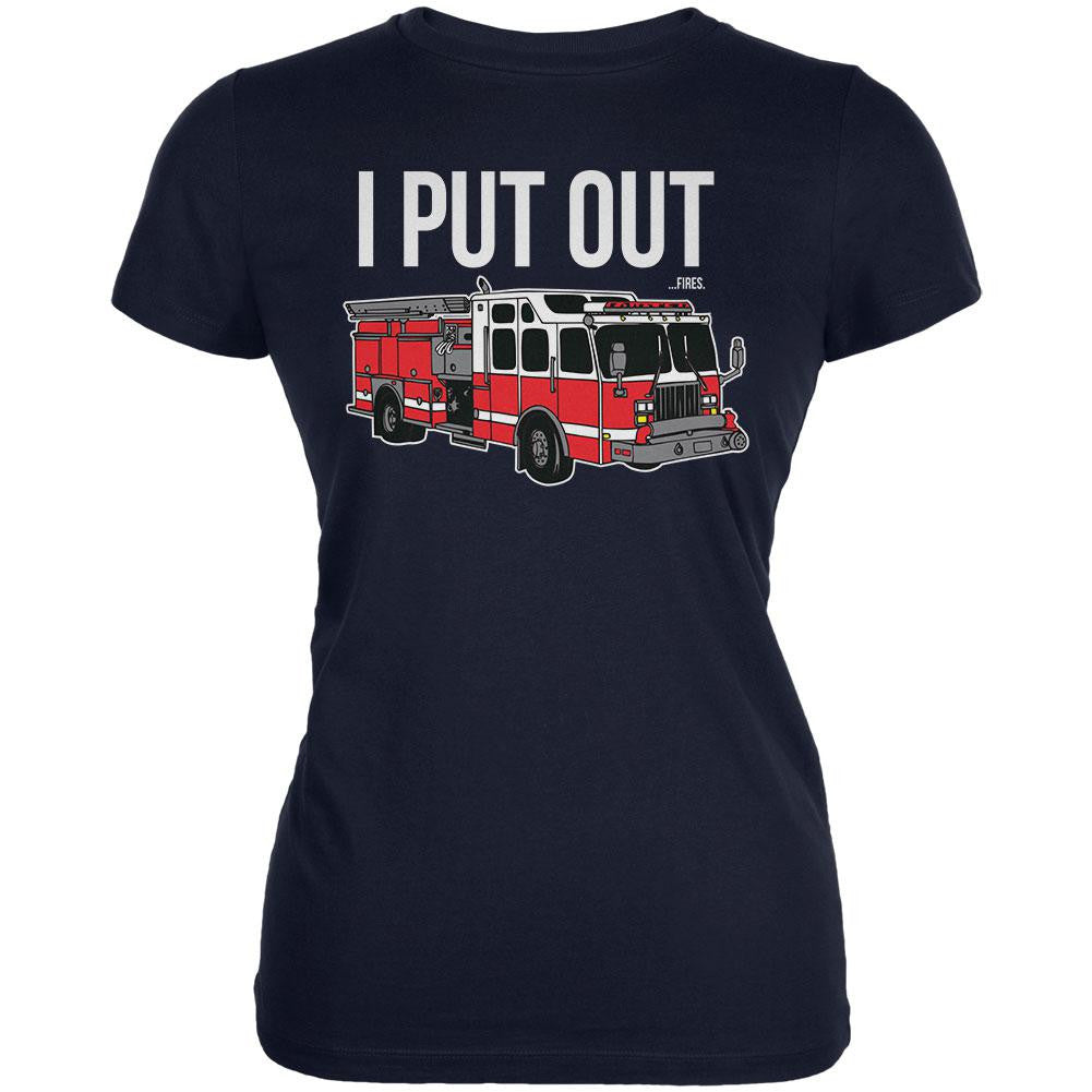 I Put Out ...Fires Navy Juniors Soft T-Shirt Juniors T-Shirts Old Glory 2XL Blue