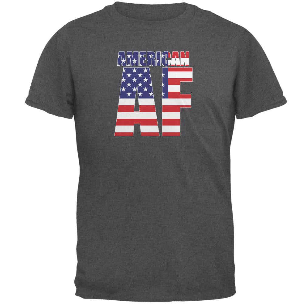 July 4th American AF Dark Heather Adult T-Shirt Men's T-Shirts Old Glory 2XL Grey