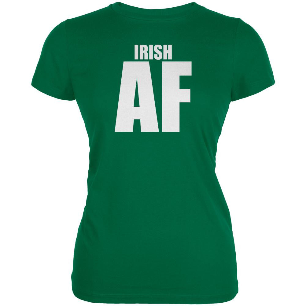 St Patricks Day Irish AF Kelly Green Juniors Soft T-Shirt Juniors T-Shirts Old Glory 2XL Green