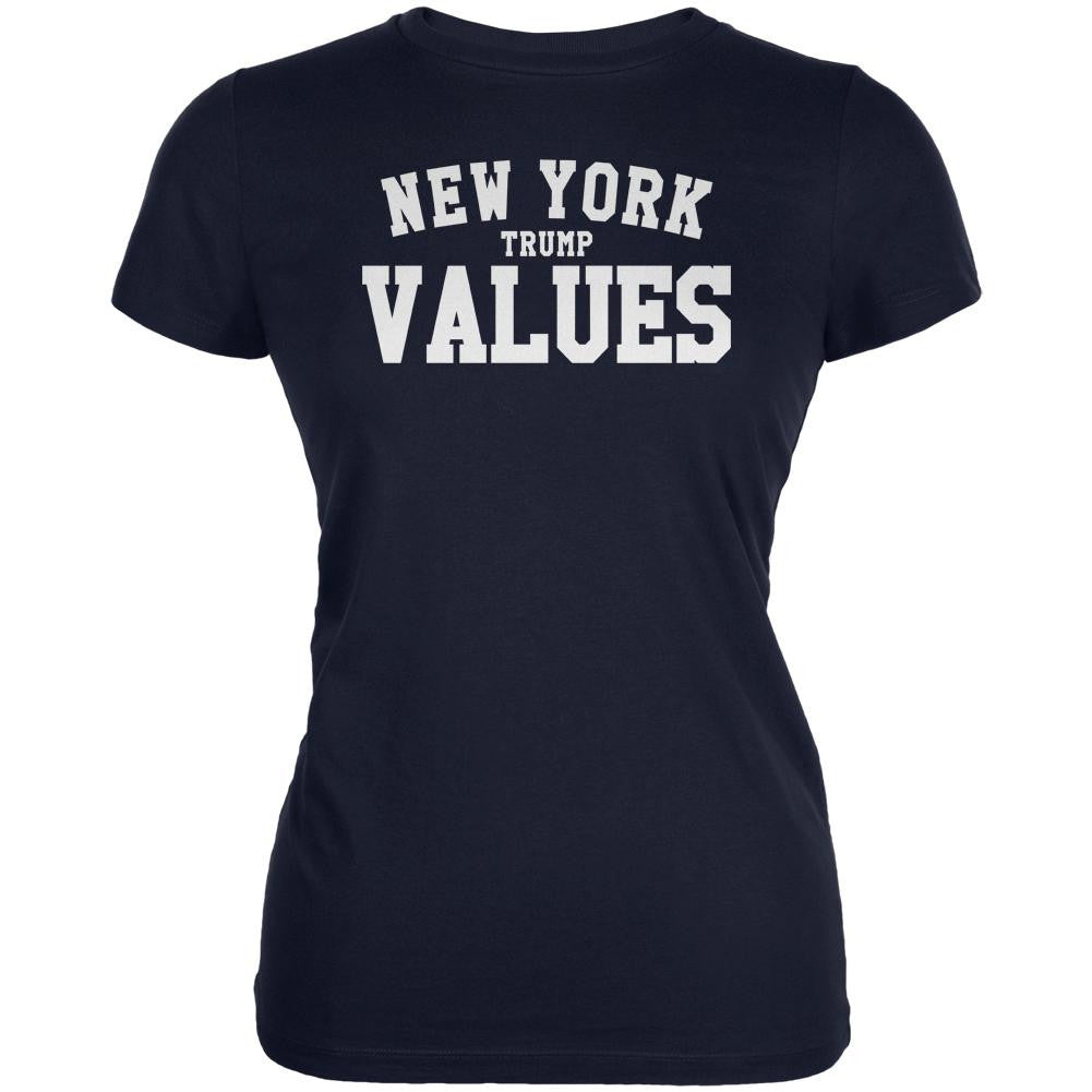 Election New York Trump Values Navy Juniors Soft T-Shirt Juniors T-Shirts Old Glory 2XL Blue