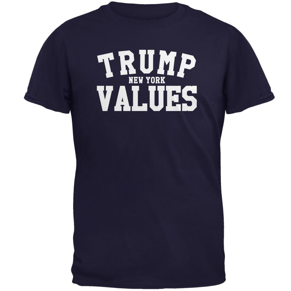 Election Trump New York Values Navy Adult T-Shirt Men's T-Shirts Old Glory 2XL Blue