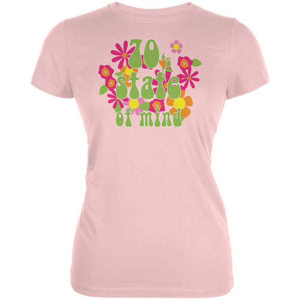 70's State of Mind Pink Juniors Soft T-Shirt Juniors T-Shirts Old Glory 2XL Pink