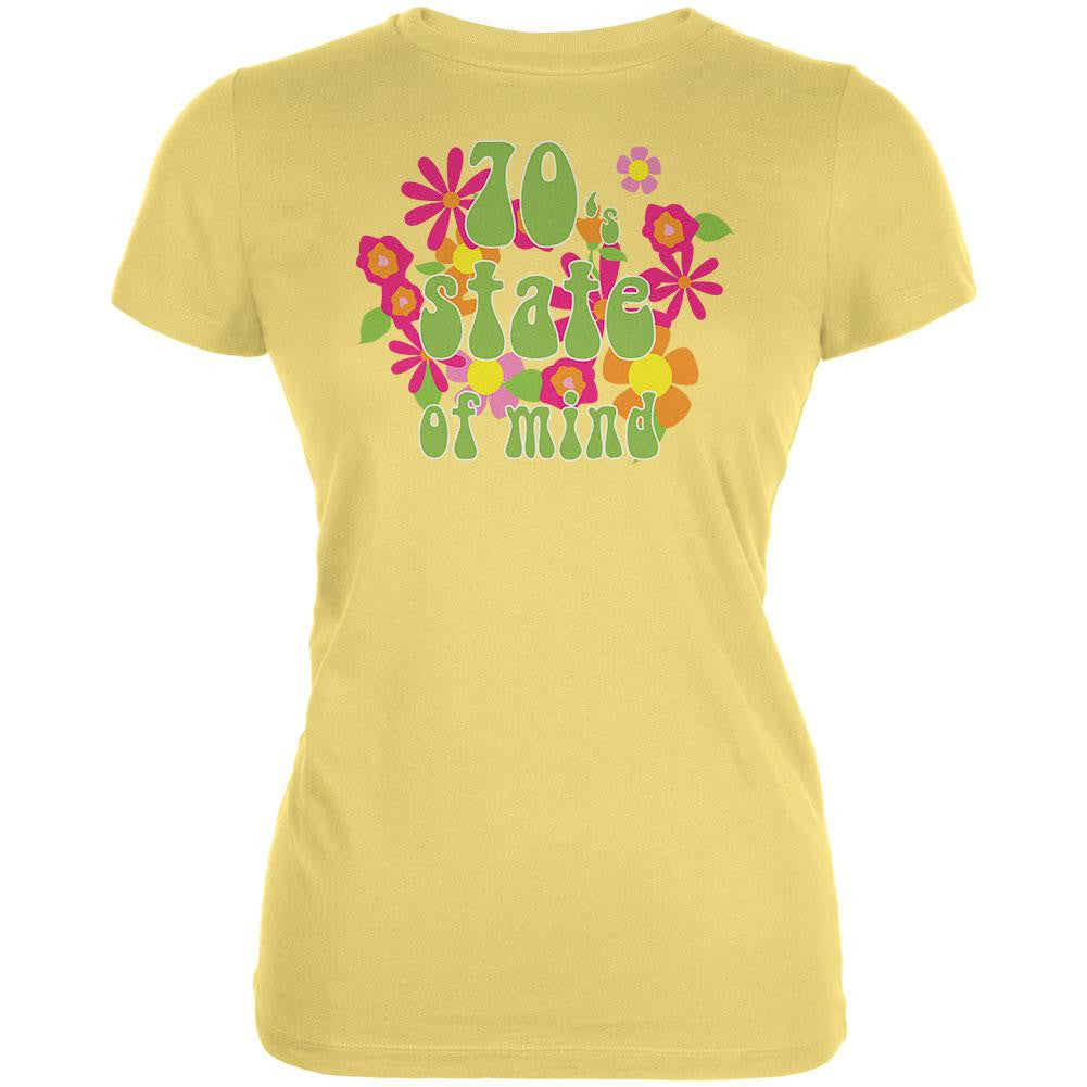 70's State of Mind Yellow Juniors Soft T-Shirt Juniors T-Shirts Old Glory 2XL Yellow