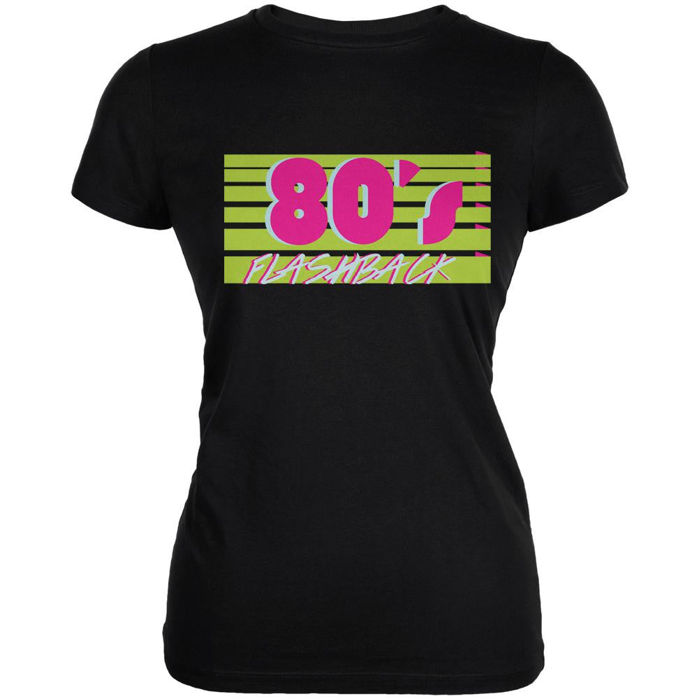 80's Flashback Black Juniors Soft T-Shirt Juniors T-Shirts Old Glory 2XL Black