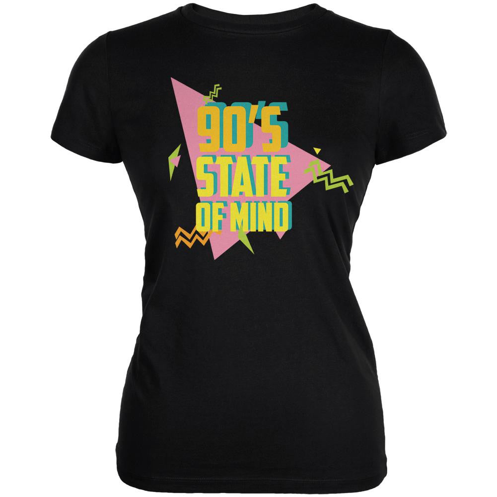 90's State of Mind Black Juniors Soft T-Shirt Juniors T-Shirts Old Glory 2XL Black