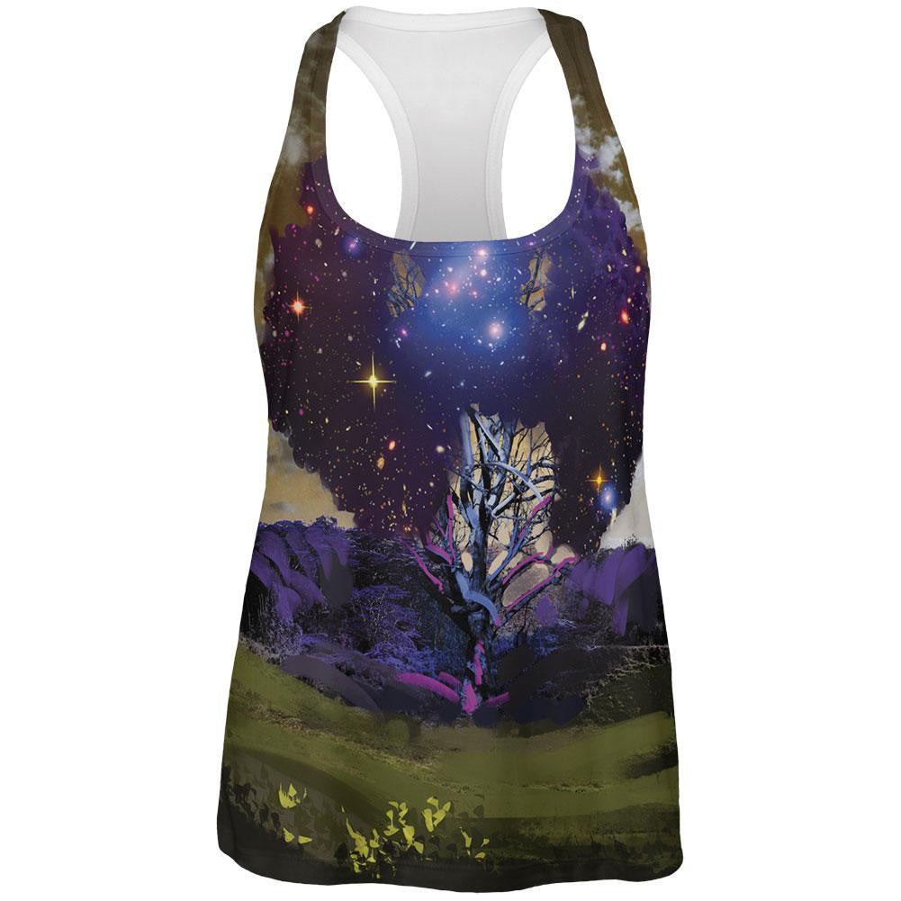 Cosmic Tree All Over Womens Racerback Tank Top Women's Tank Tops Old Glory 2XL Multi
