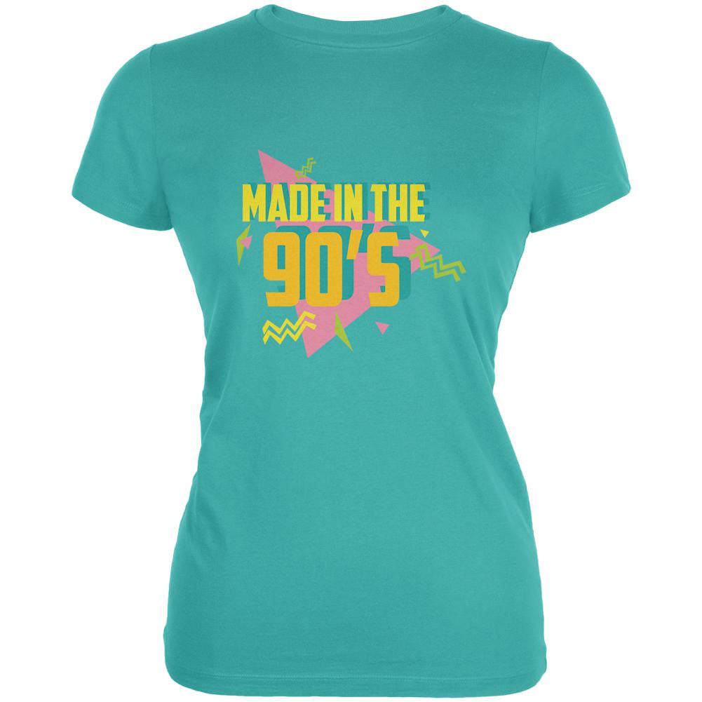 Made In The 90s Teal Juniors Soft T-Shirt Juniors T-Shirts Old Glory LG Blue