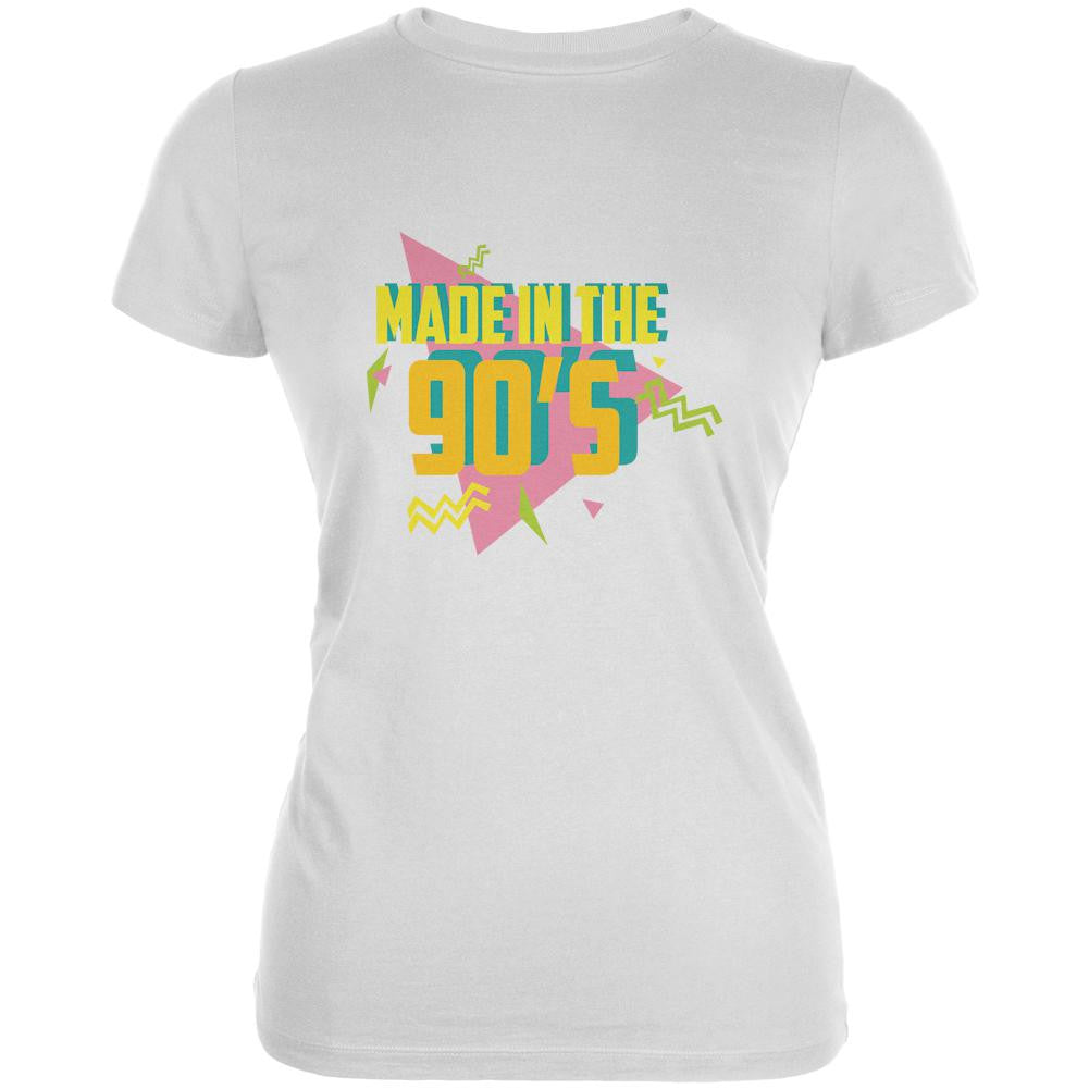 Made In The 90s White Juniors Soft T-Shirt Juniors T-Shirts Old Glory 2XL White