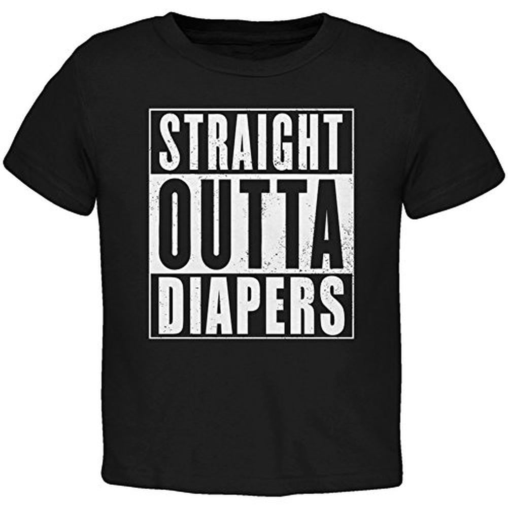 Straight Outta Diapers Black Toddler T-Shirt Toddler T-Shirts Old Glory 2T Black