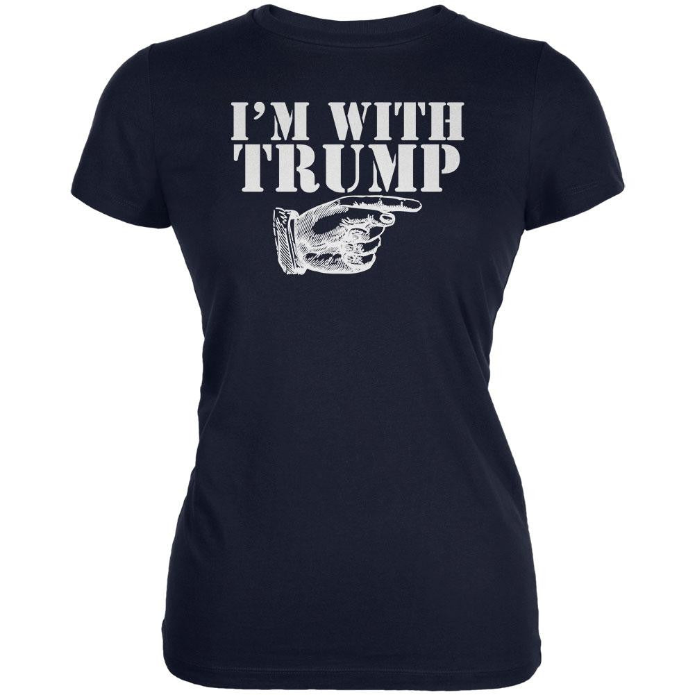 I'm With Trump Right Funny Navy Juniors Soft T-Shirt Juniors T-Shirts Old Glory 2XL Blue