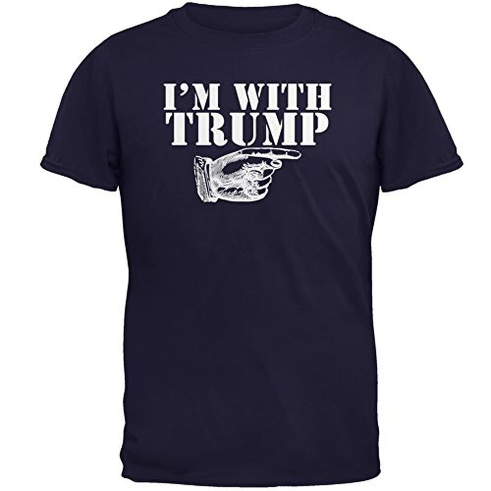 I'm With Trump Right Funny Navy Adult T-Shirt Men's T-Shirts Old Glory 2XL Blue