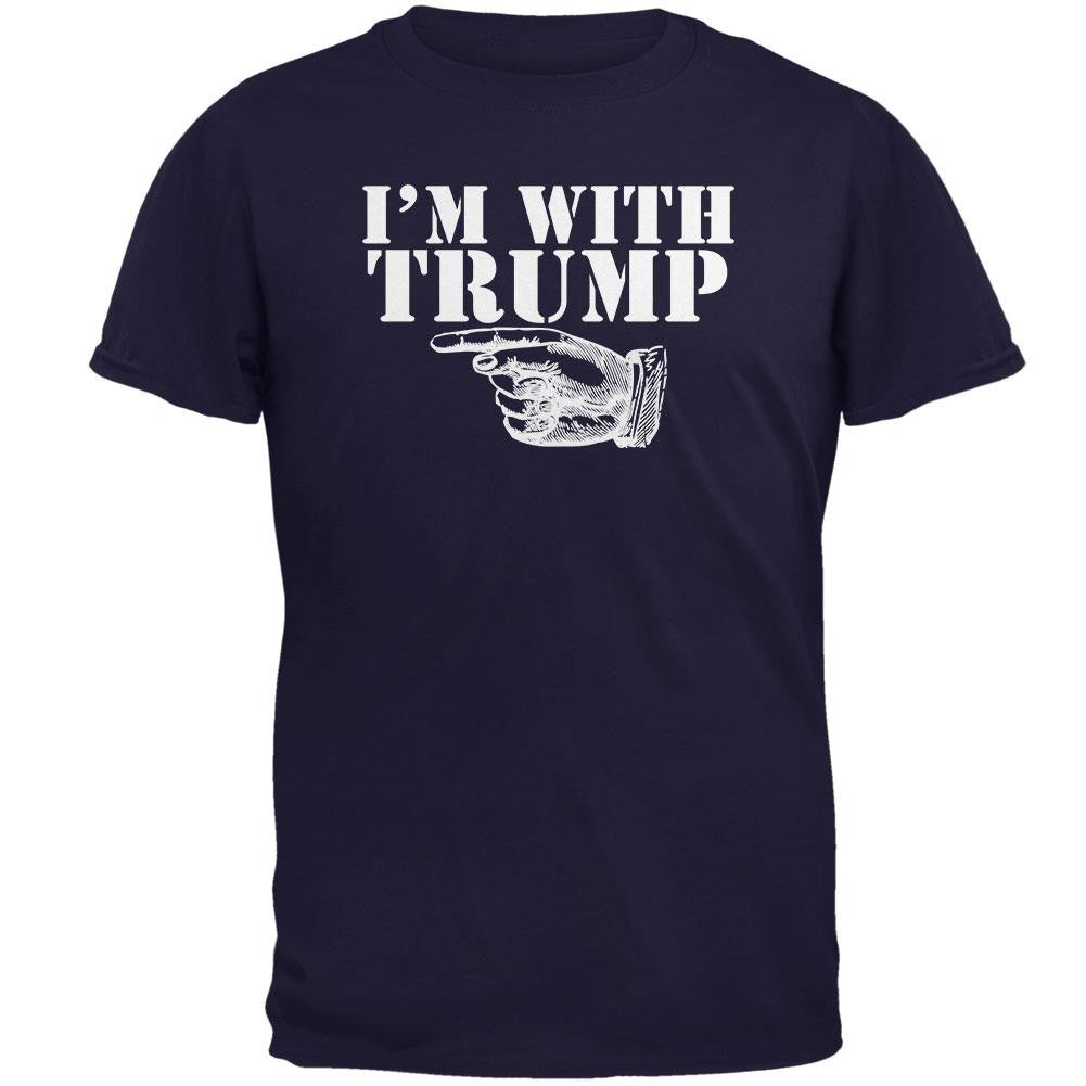 I'm With Trump Left Funny Navy Adult T-Shirt Men's T-Shirts Old Glory 2XL Blue