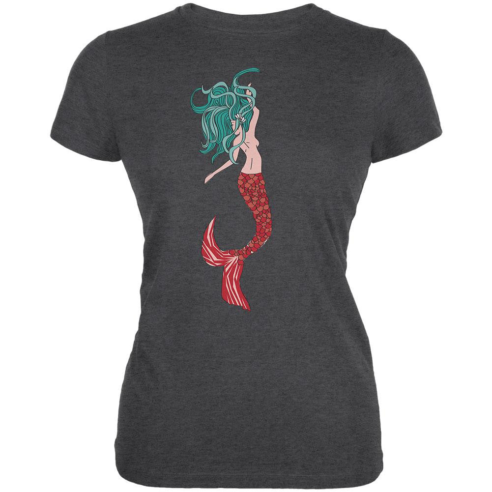 Mermaid Dark Heather Juniors Soft T-Shirt Juniors T-Shirts Old Glory 2XL Grey