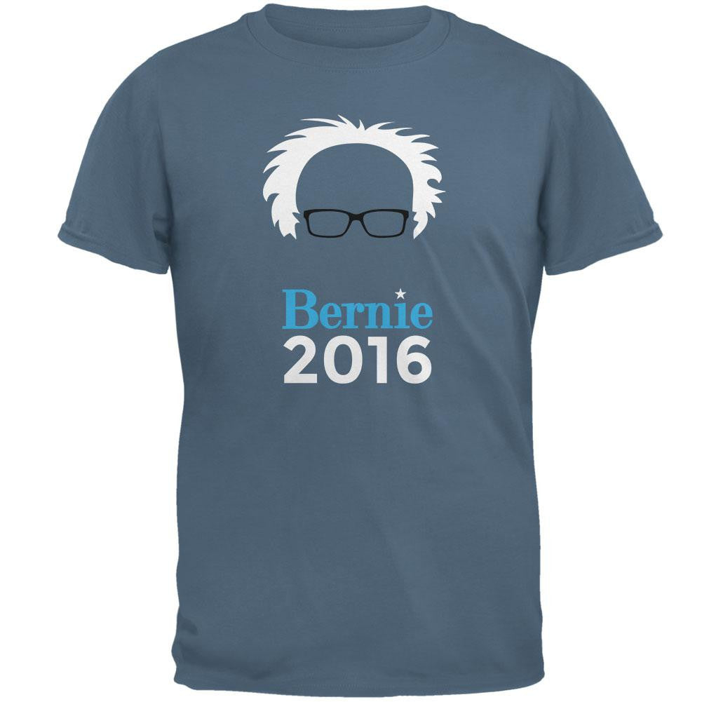 Election 2016 Bernie Sanders Hair Minimalist Indigo Blue Adult T-Shirt Men's T-Shirts Old Glory 2XL Blue