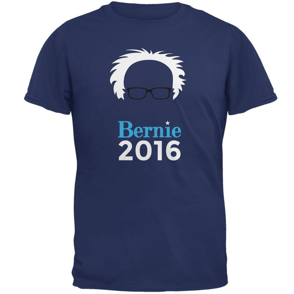 Election 2016 Bernie Sanders Hair Minimalist Metro Blue Adult T-Shirt Men's T-Shirts Old Glory 2XL Blue