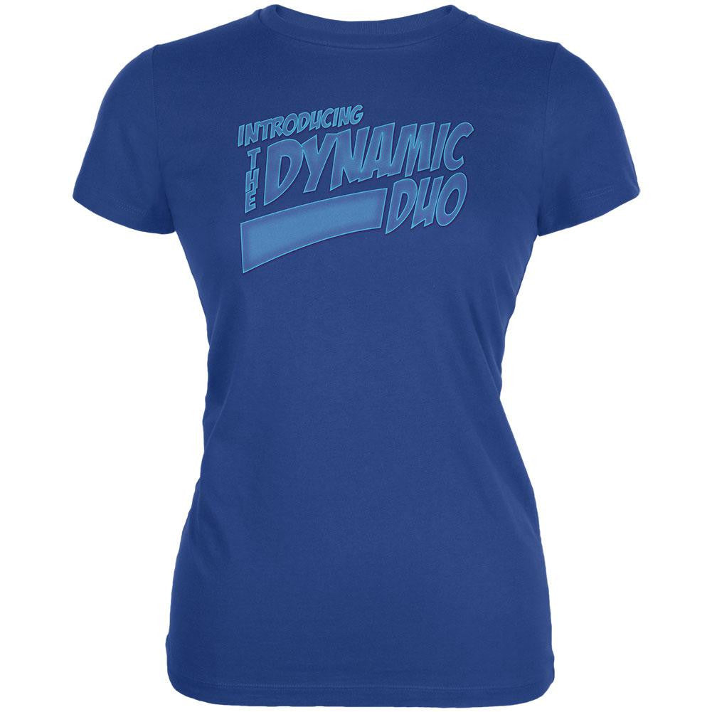 Dynamic Duo Funny Comic Book Royal Juniors Soft T-Shirt Juniors T-Shirts Old Glory SM Blue