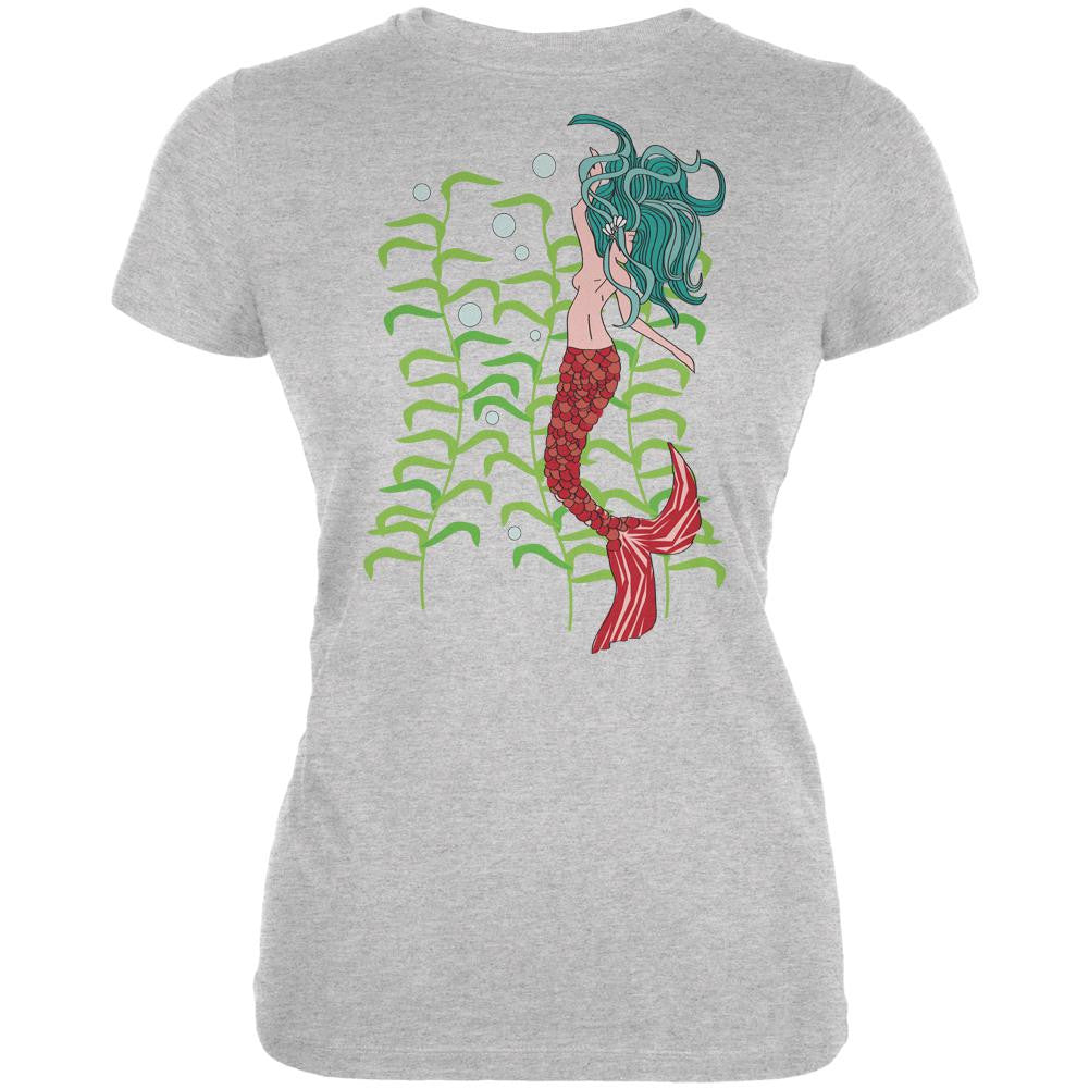 Mermaid In Kelp Heather Grey Juniors Soft T-Shirt Juniors T-Shirts Old Glory 2XL Grey