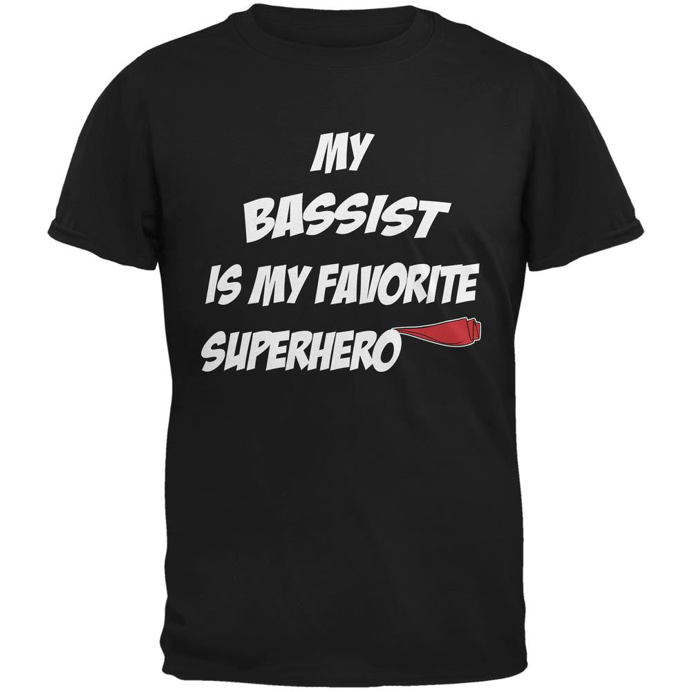 Bassist is My Superhero Black Adult T-Shirt Men's T-Shirts Old Glory 2XL Black
