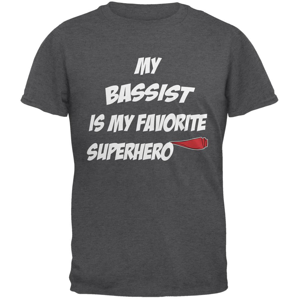 Bassist is My Superhero Dark Heather Adult T-Shirt Men's T-Shirts Old Glory 2XL Grey