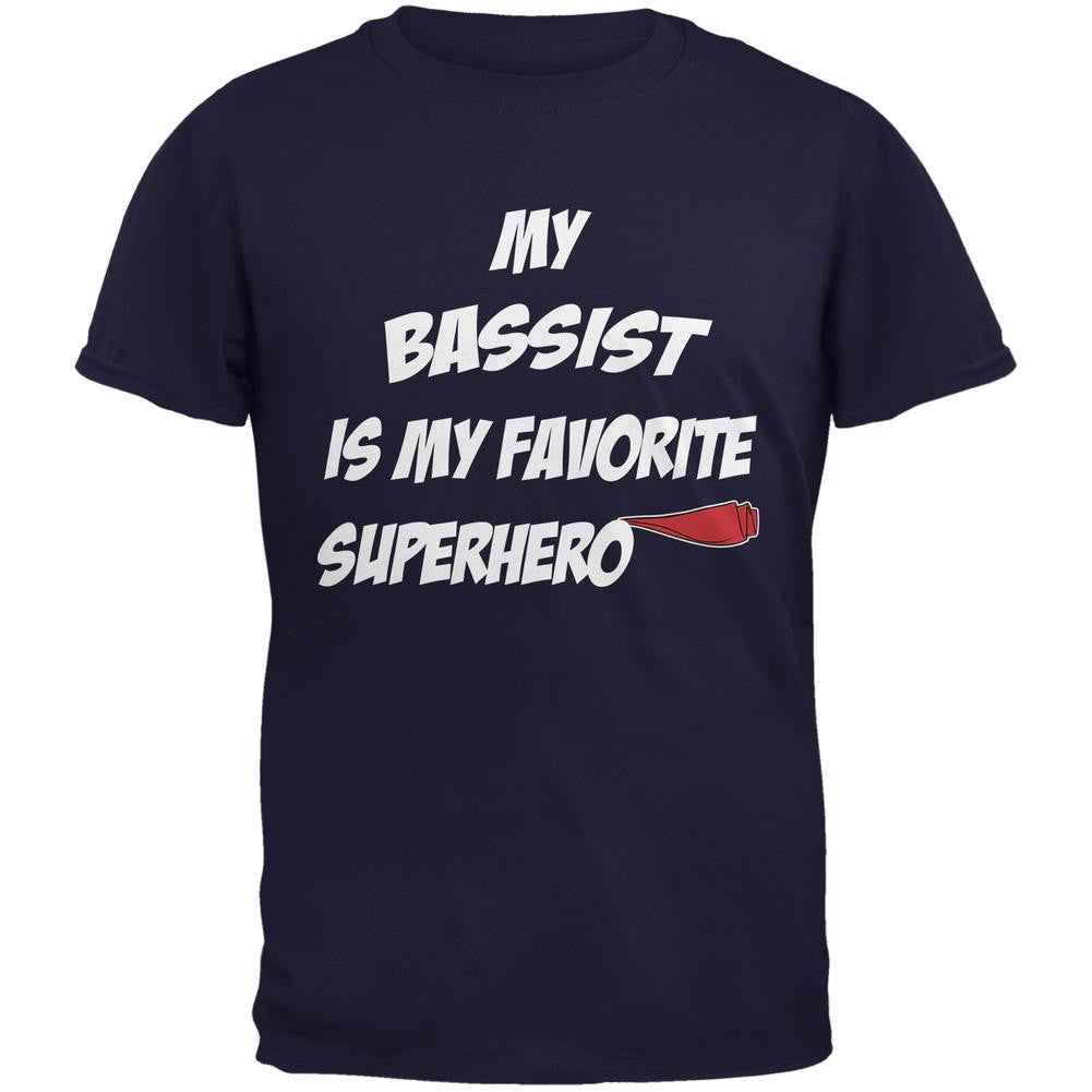 Bassist is My Superhero Navy Adult T-Shirt Men's T-Shirts Old Glory 2XL Blue