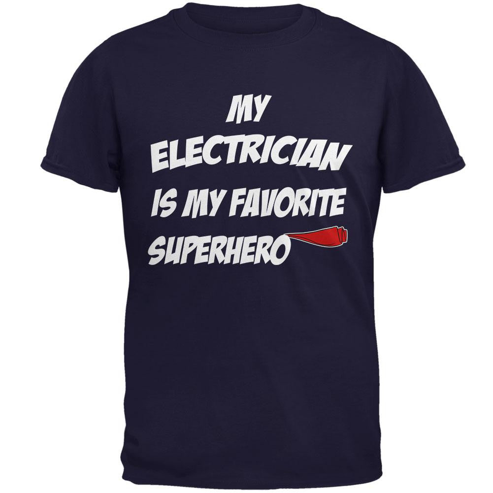 Electrician is My Superhero Navy Adult T-Shirt Men's T-Shirts Old Glory 2XL Blue