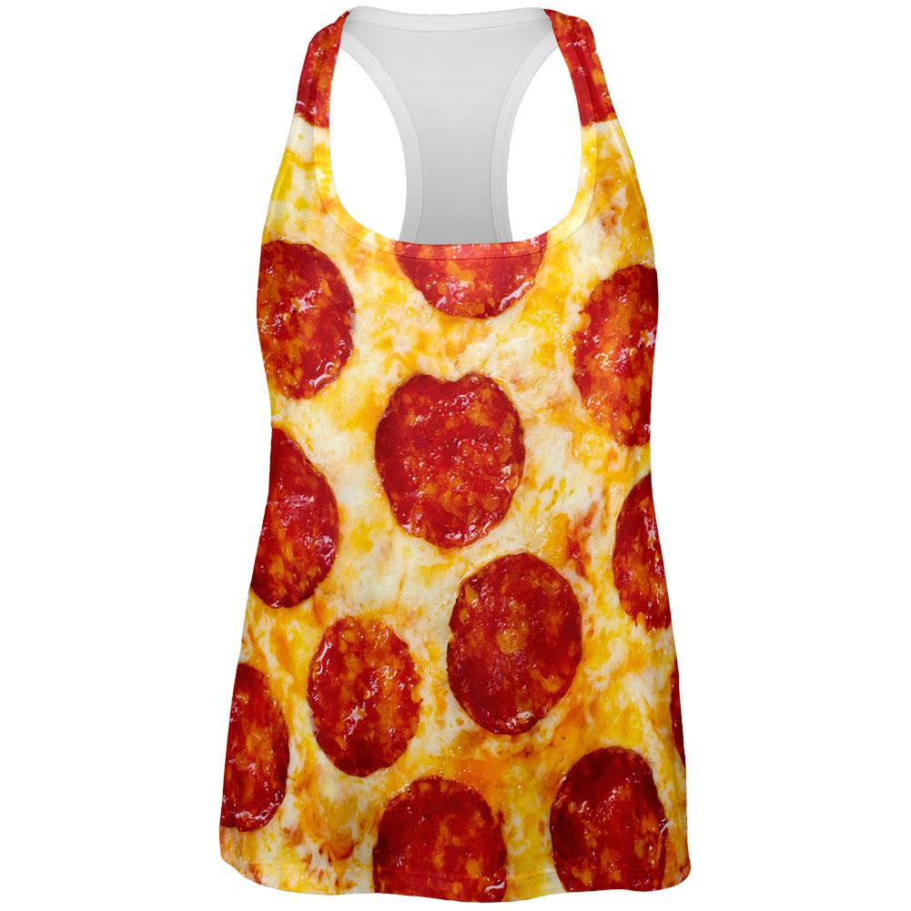 Pepperoni Pizza Costume All Over Womens Racerback Tank Top Women's Tank Tops Old Glory 2XL Multi
