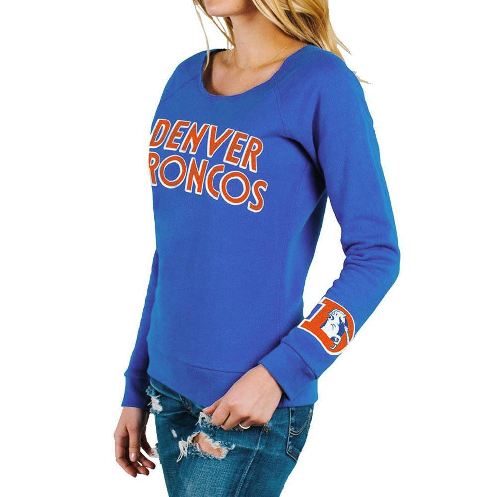 Denver Broncos - Block Logo Champion Juniors Scoop Neck Sweatshirt Juniors Sweatshirts Denver Broncos