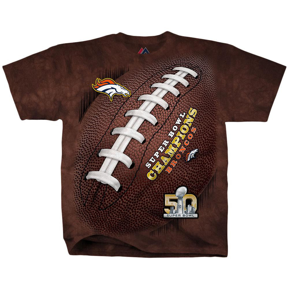 Denver Broncos - Super Bowl Kickoff All Over Adult T-Shirt Men's T-Shirts Denver Broncos MD Brown