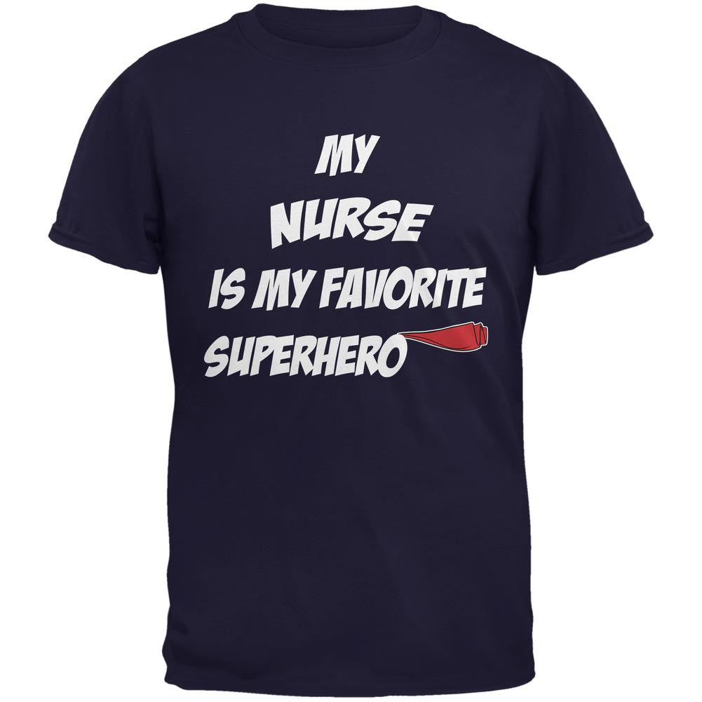 Nurse is My Superhero Navy Adult T-Shirt Men's T-Shirts Old Glory 2XL Blue