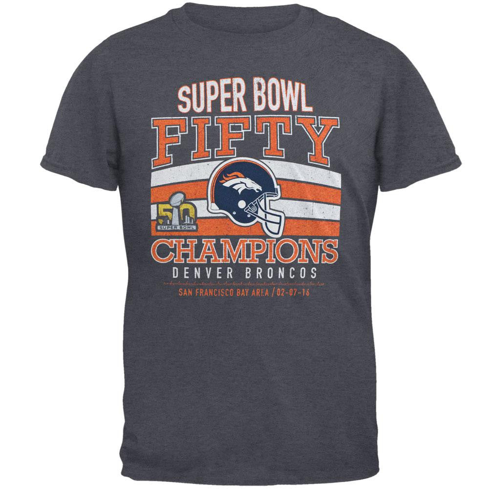 Denver Broncos - Super Bowl 50 Champions Classic Game Tri-Blend Adult T-Shirt Men's T-Shirts Denver Broncos SM Dark Blue