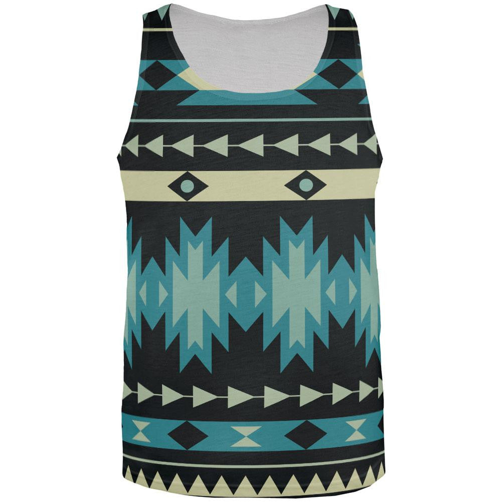 Native American Pattern Blue All Over Adult Tank Top Men's Tank Tops Old Glory 2XL Multi