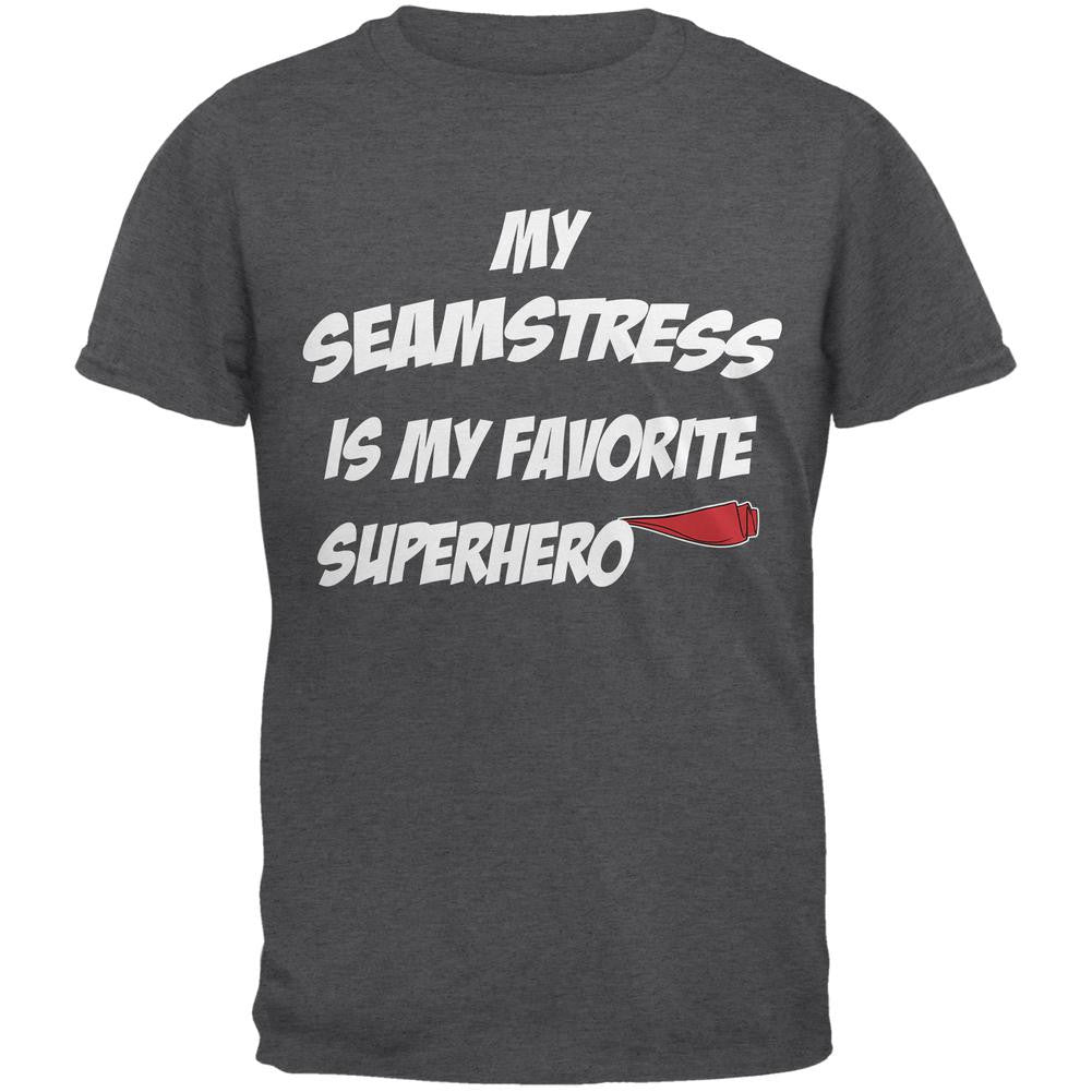 Seamstress is My Superhero Dark Heather Adult T-Shirt Men's T-Shirts Old Glory 2XL Grey