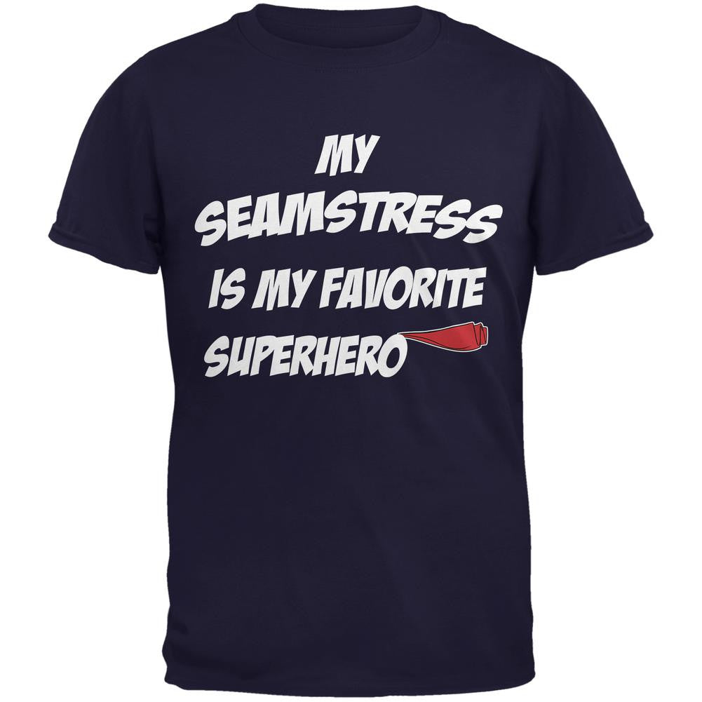 Seamstress is My Superhero Navy Adult T-Shirt Men's T-Shirts Old Glory 2XL Blue