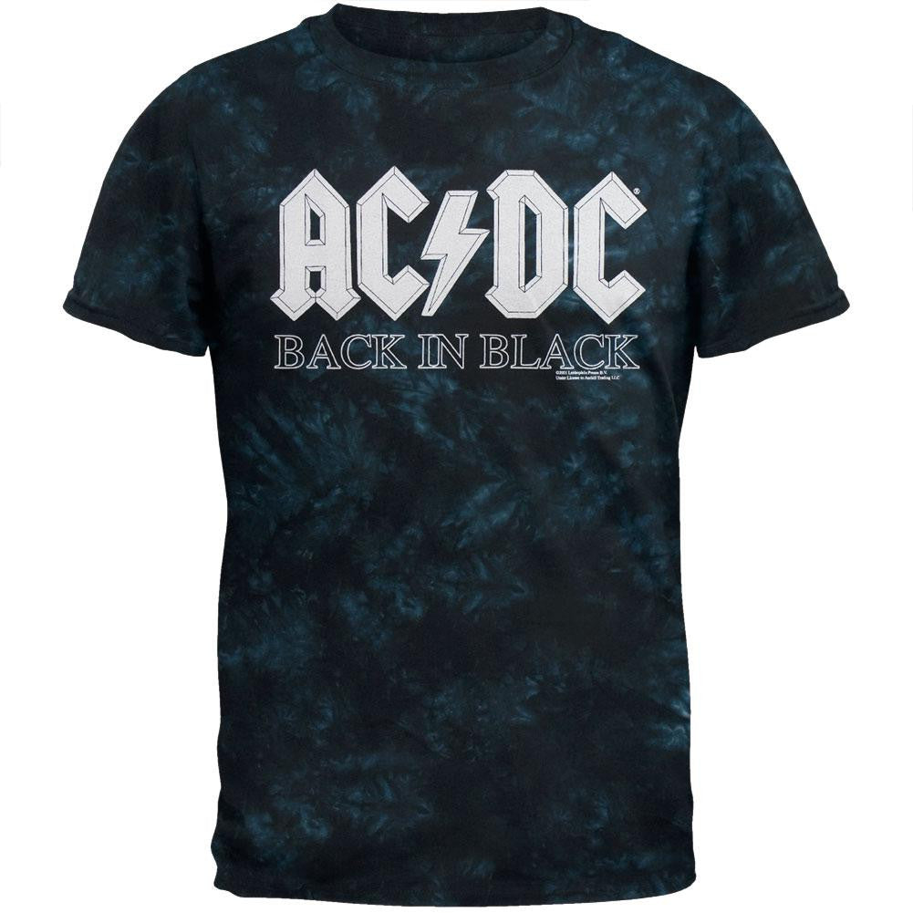 AC/DC - Back In Black Blue Tie Dye T-Shirt Men's T-Shirts AC/DC SM Black