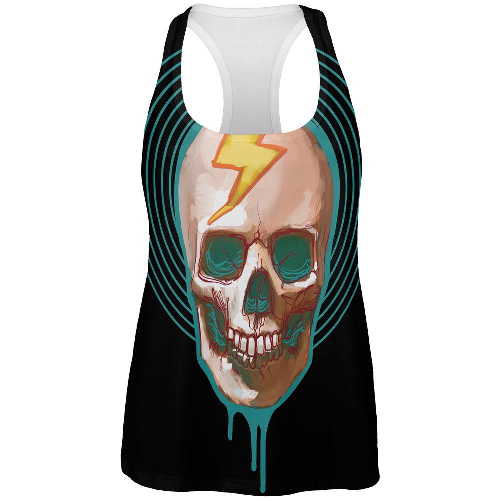 Electric Bolt Skull All Over Womens Racerback Tank Top Women's Tank Tops Old Glory 2XL Multi