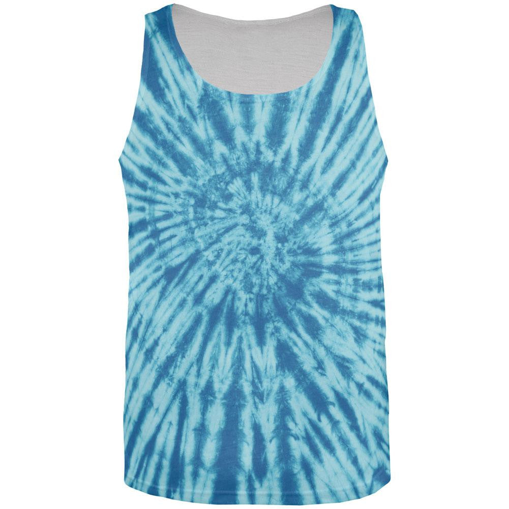 Blue Tie Dye All Over Adult Tank Top Men's Tank Tops Old Glory 2XL Multi