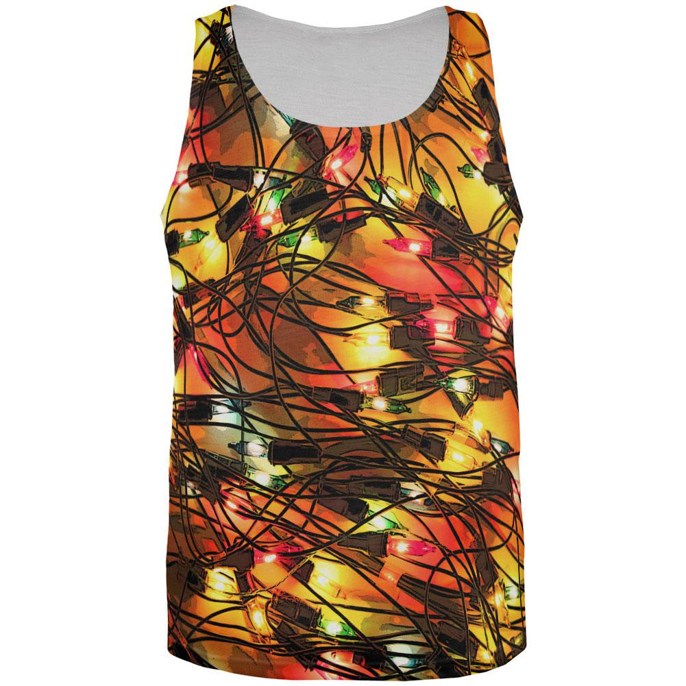 Tangled Christmas Lights All Over Adult Tank Top Men's Tank Tops Old Glory 2XL Multi