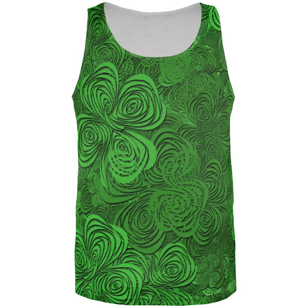 St Patricks Hypnotic Shamrocks Clovers All Over Adult Tank Top Men's Tank Tops Old Glory 2XL Multi